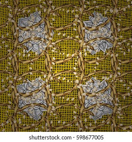 Vector abstract background with repeating elements. Yellow on background. Oriental classic golden pattern.