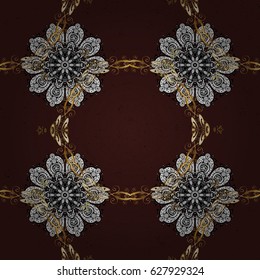 Vector abstract background with repeating elements. Brown on background. Oriental classic golden pattern.