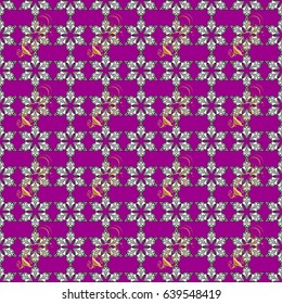 Vector abstract background with repeating elements on magenta background. Vector illustration. Seamless oriental classic golden pattern.