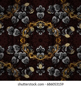 Vector abstract background with repeating elements. White on brown background. Oriental classic pattern.