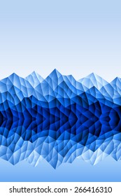 Vector abstract background. The resulting triangles of mountains reflected in the water of the lake, sea, ocean or river