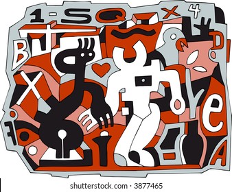 The vector  abstract background with the robot