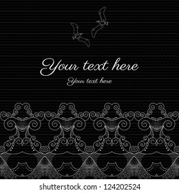 Vector abstract background with sample text. Decor is delicate and filigree. Marine theme with seagulls. Perfect as invitation or congratulation.  Can be used as a seamless background.