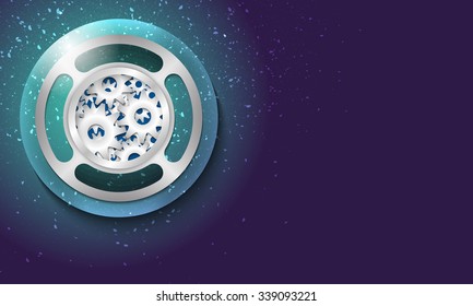 Vector abstract background with scratches and bubble with cogwheels