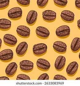 vector abstract background with seamless coffee bean pattern