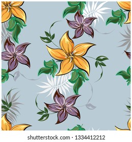 Vector abstract background seamless flowers and floral pattern