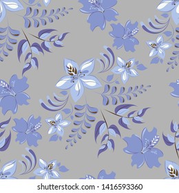 Vector abstract background seamless flowers and floral pattern