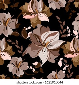Vector abstract background seamless flowers and floral pattern