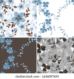 Vector abstract background seamless flowers and floral pattern