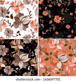 Vector abstract background seamless flowers and floral pattern