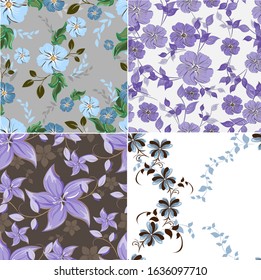 Vector abstract background seamless flowers and floral pattern