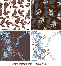 Vector abstract background seamless flowers and floral pattern