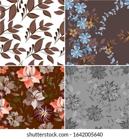 Vector abstract background seamless flowers and floral pattern