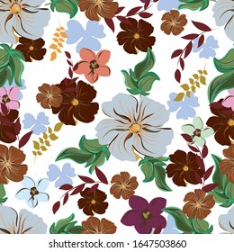 Fondo abstracto vectorial, flores sin fisuras y motivos florales