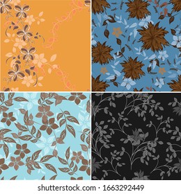 Vector abstract background seamless flowers and floral pattern