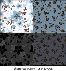 Vector abstract background seamless flowers and floral pattern