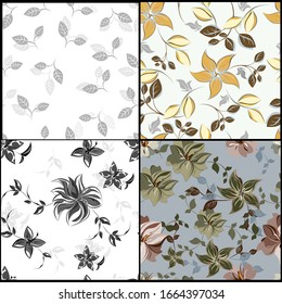 Fondo abstracto vectorial, flores sin fisuras y motivos florales