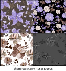 Vector abstract background seamless flowers and floral pattern