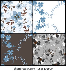 Vector abstract background seamless flowers and floral pattern
