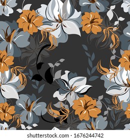 Vector abstract background seamless flowers and floral pattern