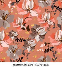 Vector abstract background seamless flowers and floral pattern