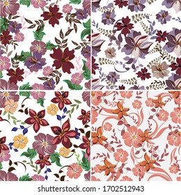 Vector abstract background seamless flowers and floral pattern