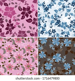 Vector abstract background seamless flowers and floral pattern