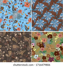 Vector abstract background seamless flowers and floral pattern