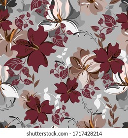 Vector abstract background seamless flowers and floral pattern