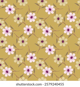 Vector abstract background seamless flowers and floral pattern