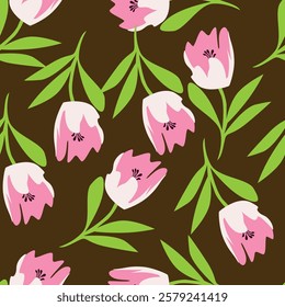 Vector abstract background seamless flowers and floral pattern