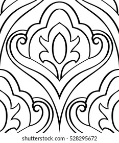 Vector abstract background. Seamless oriental ornament. Template for wallpaper, flooring, fabric, textile, carpet. Black and white pattern.
