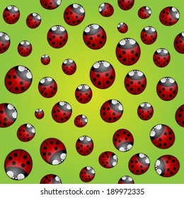 Vector abstract background seamless pattern with ladybugs