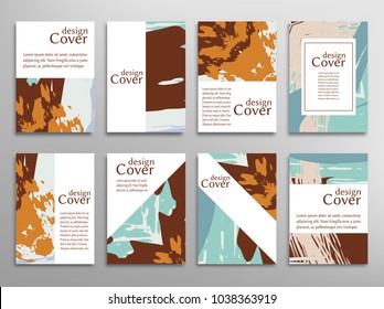 Vector abstract background set. Art template design for invitation card, front page, mockup brochure theme style, banner idea, book cover, booklet print, flyer sheet a4. Colorful grunge texture