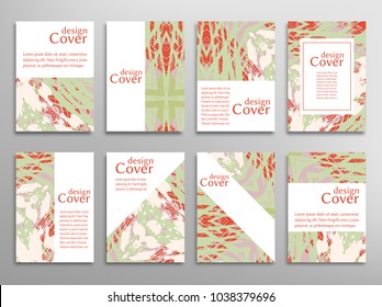 Vector abstract background set. Art template design for invitation card, front page, mockup brochure theme style, banner idea, book cover, booklet print, flyer sheet a4. Colorful grunge texture