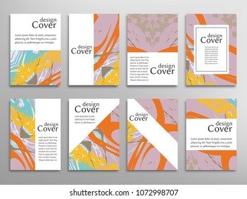 Vector abstract background set. Art template design for invitation card, front page, mockup brochure theme style, banner idea, book cover, booklet print, flyer sheet a4. Colorful grunge texture
