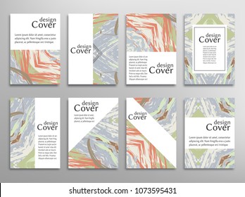 Vector abstract background set. Art template design for invitation card, front page, mockup brochure theme style, banner idea, book cover, booklet print, flyer sheet a4. Colorful grunge texture
