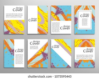 Vector abstract background set. Art template design for invitation card, front page, mockup brochure theme style, banner idea, book cover, booklet print, flyer sheet a4. Colorful grunge texture