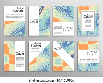 Vector abstract background set. Art template design for invitation card, front page, mockup brochure theme style, banner idea, book cover, booklet print, flyer sheet a4. Colorful grunge texture