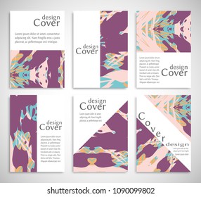 Vector abstract background set. Art template design for invitation card, front page, mockup brochure theme style, banner idea, book cover, booklet print, flyer sheet a4. Colorful grunge texture