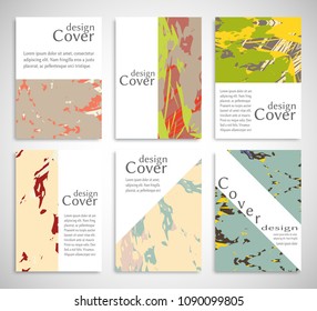 Vector abstract background set. Art template design for invitation card, front page, mockup brochure theme style, banner idea, book cover, booklet print, flyer sheet a4. Colorful grunge texture