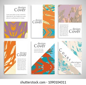 Vector abstract background set. Art template design for invitation card, front page, mockup brochure theme style, banner idea, book cover, booklet print, flyer sheet a4. Colorful grunge texture