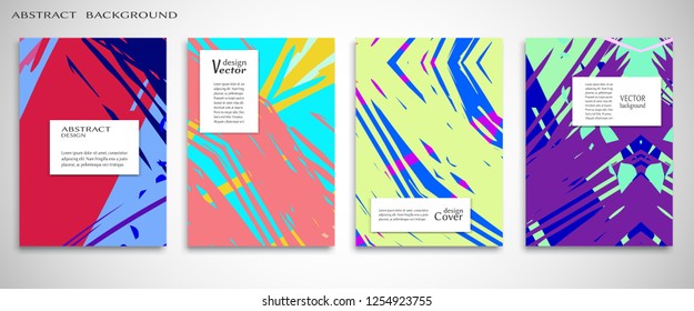 Vector abstract background set. Art template design for invitation card, front page, mockup brochure theme style, banner idea, book cover, booklet print, flyer sheet a4. Colorful grunge texture