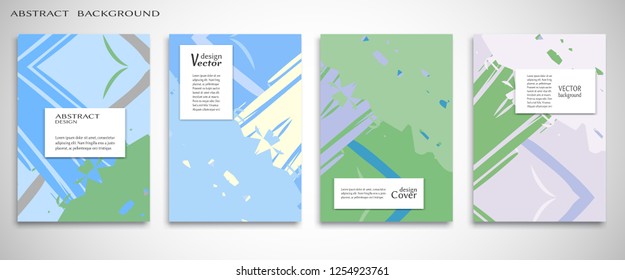 Vector abstract background set. Art template design for invitation card, front page, mockup brochure theme style, banner idea, book cover, booklet print, flyer sheet a4. Colorful grunge texture