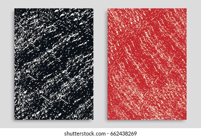 Vector abstract background set. Art template design for invitation card, front page, mockup brochure theme style, banner idea, book cover, booklet print, flyer sheet a4. Black and red grunge texture