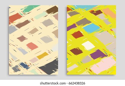 Vector abstract background set. Art template design for invitation card, front page, mockup brochure theme style, banner idea, book cover, booklet print, flyer sheet a4. Colorful grunge texture