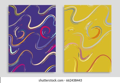 Vector abstract background set. Art template design for invitation card, front page, mockup brochure theme style, banner idea, book cover, booklet print, flyer sheet a4. Colorful grunge texture