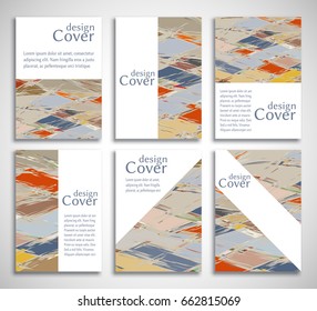 Vector abstract background set. Art template design for invitation card, front page, mockup brochure theme style, banner idea, book cover, booklet print, flyer sheet a4. Colorful grunge texture