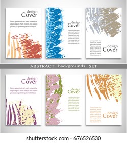 Vector abstract background set. Art template design for invitation card, front page, mockup brochure theme style, banner idea, book cover, booklet print, flyer sheet a4. Colorful grunge texture