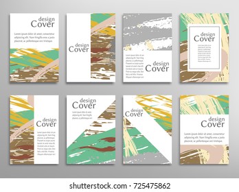 Vector abstract background set. Art template design for invitation card, front page, mockup brochure theme style, banner idea, book cover, booklet print, flyer sheet a4. Colorful grunge texture